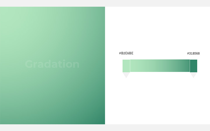 グラデーションパターン深緑（RGB：#B2E6BE）