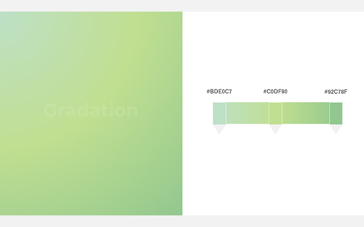 グラデーションパターン緑（RGB：#BDE0C7）
