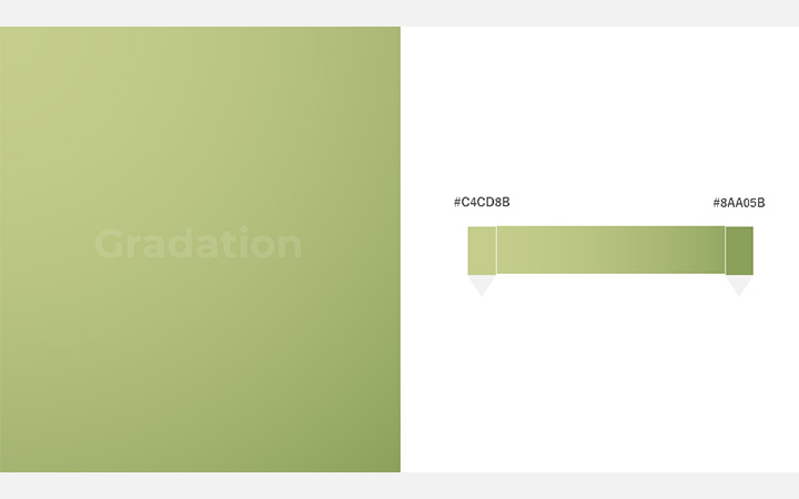 グラデーションパターン：薄緑（RGB：#C4CD8B）