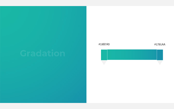 グラデーションパターン：青緑（RGB：#19B7A5）