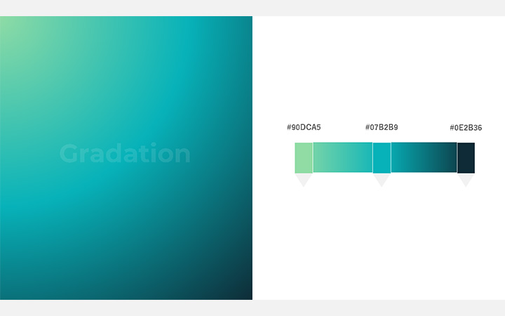グラデーションパターン：緑青（RGB：#90DCA5）