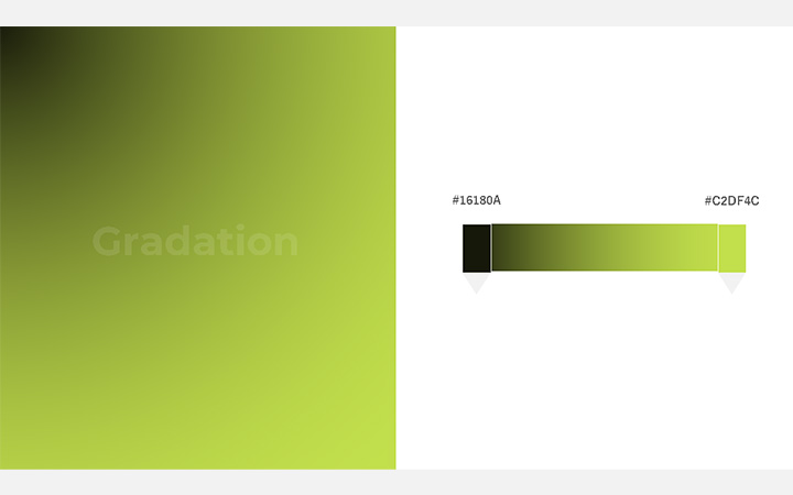グラデーションパターン：黒黄緑（RGB：#16180A）