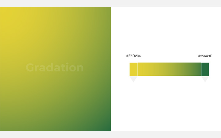 グラデーションパターン：黄緑（RGB：#E5D234）