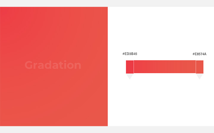 グラデーションパターン：赤オレンジ（RGB：#ED3B45）