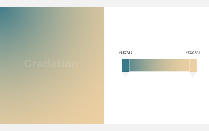 グラデーションパターン：青緑黄（RGB：#3B7A89）