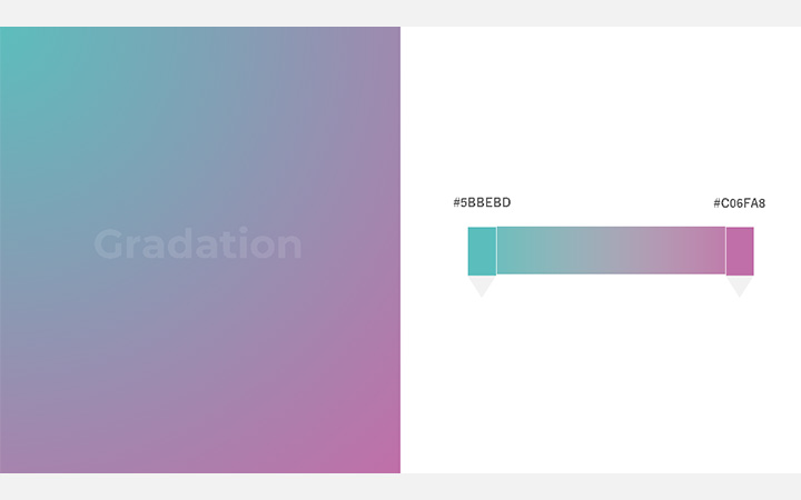 グラデーションパターン：緑紫（RGB：#5BBEBD）